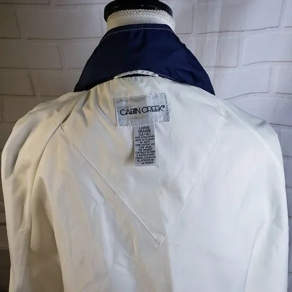 Vintage Unisex White Nylon Rain Jacket XL 2XL XXL Coat Zip & Snap Oversized - Picture 9 of 11